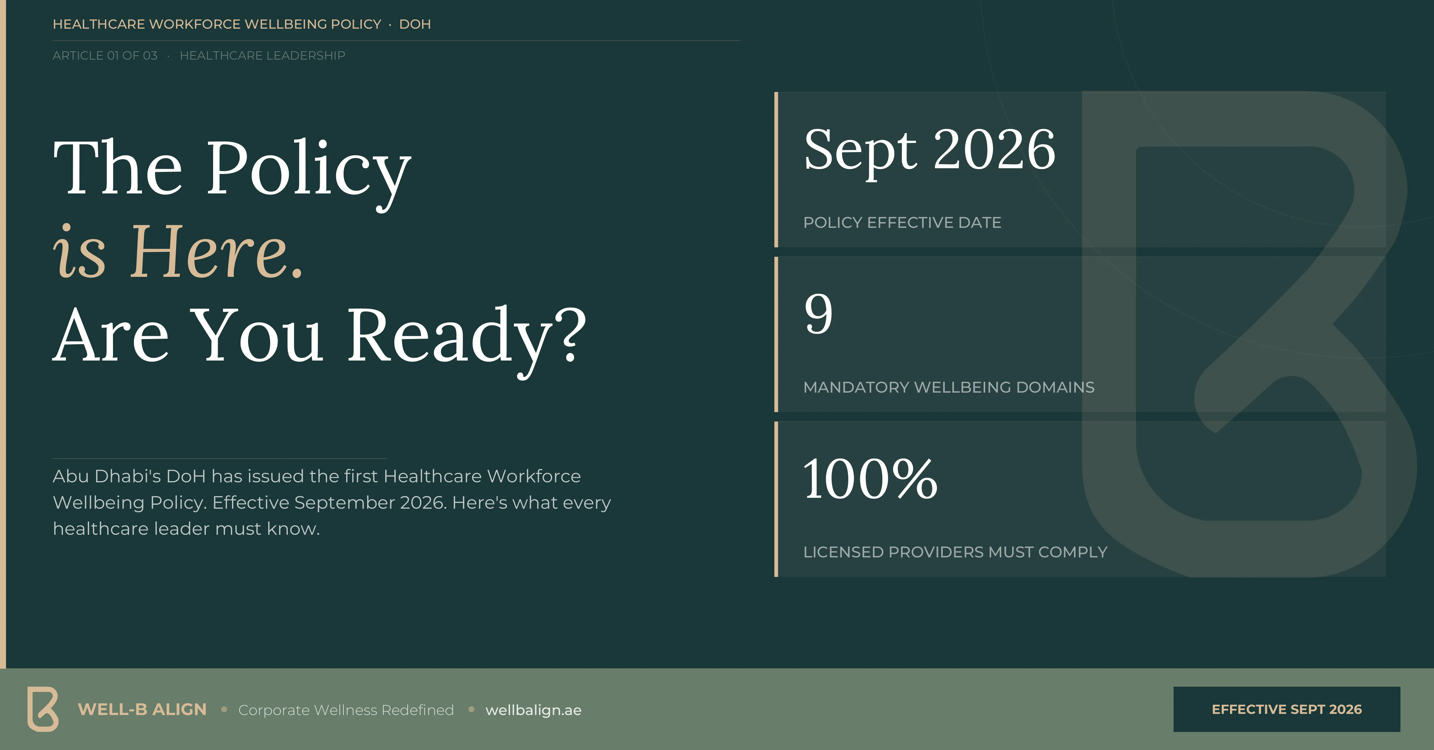 DoH Healthcare Workforce Wellbeing Policy Abu Dhabi 2026 Well-B Align